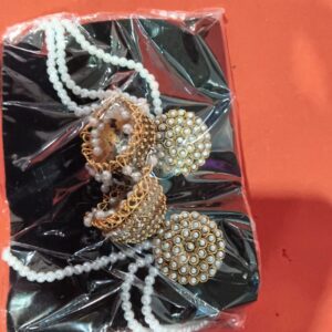 Private Label Golden And White Colour Womens Jhumka