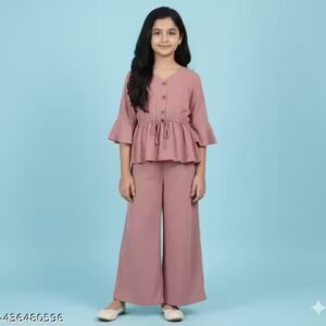 Private Label Kids Girls 30 Size Top Bottom Set Light Brown Colour