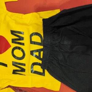 Private Label Kids Boys Yellow Colour Full Sleeve T shirt With Black colour Pant 16 Size