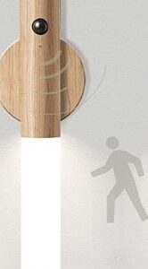 Rechargeable Battery Night Light Motion Sensor Set of 1 LED Wall Lights with 3Modes Switch Wireless Portable USB Wall Sconces Mini Wood Stick Magnetic Lamp for Bedroom Bathroom Aisle Stairs