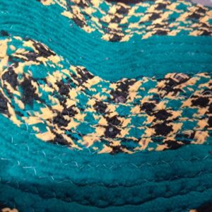 Private Label Sea Green Yellow Black Colour Mix Door Mat Mini Oval Size