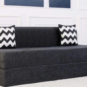 Jute Sofa Bed Dark Grey 6 By 6 Three Seater 2 ZigZag Cushions