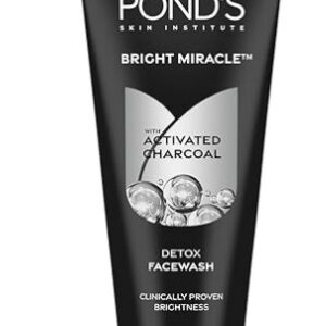 Ponds Bright Miracle Detox Facewash 10X Power of Activated Charcoal For Deep Cleaned Skin Reveals Glow Pollution Clear Face Wash 200gm