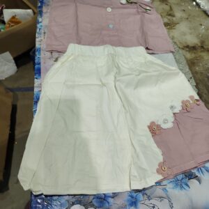 Sana kids top and skirt set peach colour