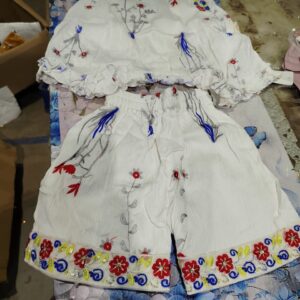 Sana clothing kids top and pant set white colour 22 size