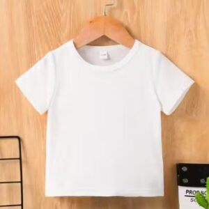 Private Label Baby Boys Basic Solid White Tshirt Short Sleeve Crew Neck L