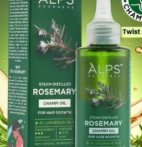Alps Goodness Rosemary Hair Oil 105 ml Promotes Hair Growth Non Sticky Hair Oil 100 Natural With 5 Pure Concentrated Rosemary For Long Black Silky Hair Best Rosemary Oil for Scalp
