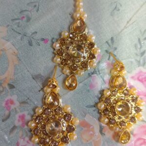Private Label Golden Tikli And Ear Rings Pooti