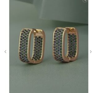 CARLTON LONDON Women Gold Plated American Diamond Studded Hoop Earrings