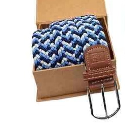 Private Label Braided Belt with Tang Buckle Closure Blue Colour