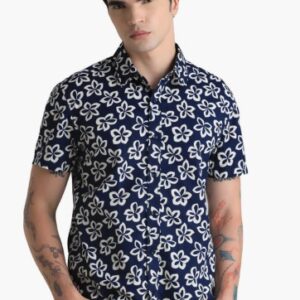 JACK AND JONES Men Floral Print Regular Fit Casual Shirtm Size Free Colour Blue SIZE XXL