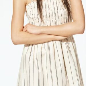 DIVIDED BY H and M Smocked Light beige bodice cotton dress SIZE S