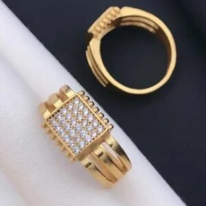 Private Label B 1152 Ring Gold Brass Cubic Zirconia Gold Plated Ring free size