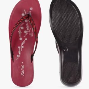 SILK FEET Women Thong Strap Flat Sandals Maroon Size 7UK