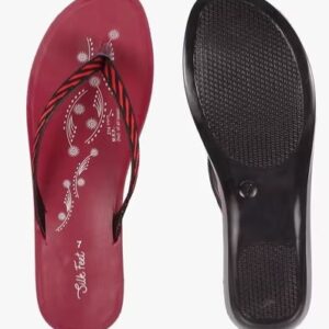 SILK FEET Women Thong Strap Flat Sandals Colour Maroon Size 5UK