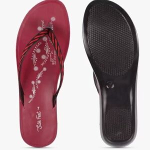 SILK FEET Women Thong Strap Flat Sandals Colour Maroon Size 6UK