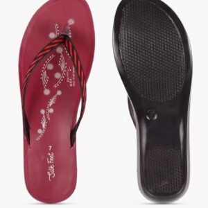 SILK FEET Women Thong Strap Flat Sandals Colour Maroon Size 8UK