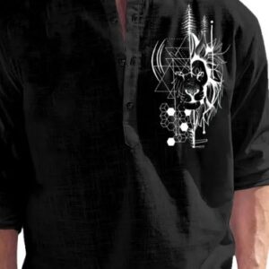 LIMRO Fashion Marts Men Printed Cotton Blend Straight Kurta Black size XL