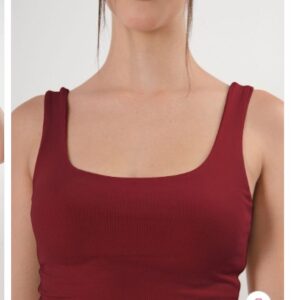 NewMe Women Solid Square Neck Sleeveless Fitted Crop Top Maroon Colour Size L