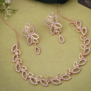 Private Label Brado Jewellery Brass Rose Gold White Jewel Set