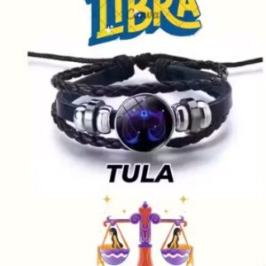 Private Label Astra store Libra Zodiac sign spirit Constellation Black Leather Bracelet