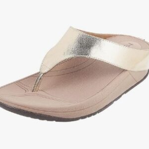Metro Gold Finish Faux Leather Flat Slipper Size 41