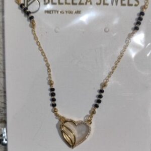 BELLEZA JEWELS Gold Plated Artificial Stones Studded And Beaded Mangalsutra