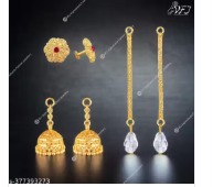Private Label Stud Earrings VFJ Traditional wear 3 IN 1 Removable Earring Screw Back alloy 1Gram Gold Plated Stud Earring Latkan Earring for Women and Girls