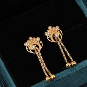 Private Label Gold Plated Tassel Earrings women and Girls Diamond Brass
