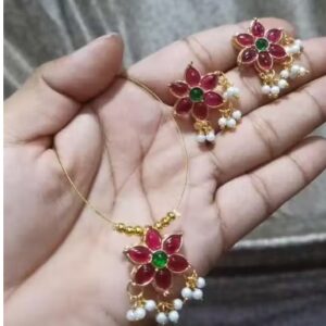 Private Label Invisible necklace set Color Maroon