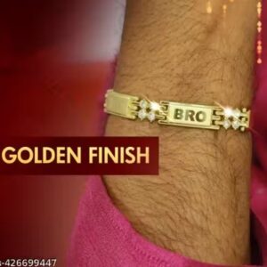 Private Label Rakhi Bracelet Gold Plated Bro Printed