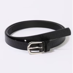 FIG Women Geometric Patterned Belt with Buckle Closure Black Size S