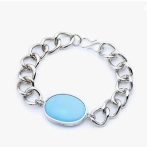 Private Label Blue Stone Silver Bracelet For Men