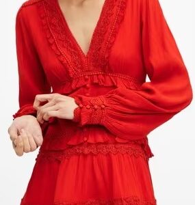 Allsaints Zora VNeck Tiered Dress Colour Size XL