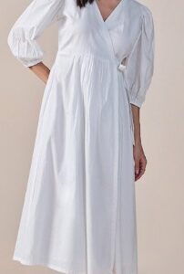 AND Striped V Neck Midi Dress SIZE CHEST 86CM 8 WHITE