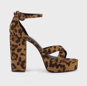 IYKYK by Nykaa Fashion Brown Round Toe Leopard Print Ankle Strap Block Heels Euro 39