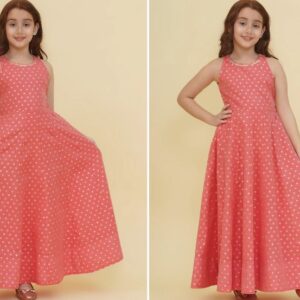 BITIYA BY BHAMA Girls Peach Woven Design Maxi Dress size 15 to 16 Year