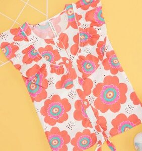 Pantaloons Junior Off White Printed Casual Round Neck Girls Regular Fit Top 7 TO 8 Yrs