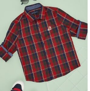 Pantaloons Junior Red Textured Casual Full Sleeves Shirt Collar Boys Regular Fit Casual Shirt For 7 TO 8 Yrs