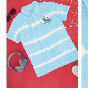 Pantaloons Junior Light Blue Printed Casual Half Sleeves Polo Collar Boys Regular Fit T Shirt For 11 to 12 Yrs