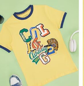 Pantaloons Junior Yellow Printed Casual Half Sleeves Round Neck Boys Regular Fit TShirt For 13 to 14 Yrs