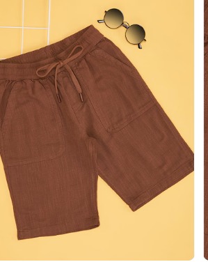 Pantaloons Junior Brown Solid Knee Length Casual Boys Regular Fit Shorts For 13 to 14 Yrs