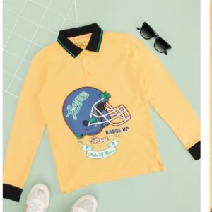 Pantaloons Junior Yellow Printed Casual Full Sleeves Boys Regular Fit T Shirt For 13 To 14 Yrs