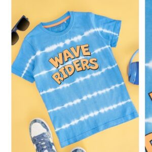 Pantaloons Junior Medium Blue Printed Casual Half Sleeves Round Neck Boys Regular Fit T Shirt For 5 To 6 Yrs