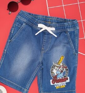 Pantaloons Junior Light Blue Printed Knee Length Casual Boys Regular Fit Shorts For 5 TO 6 Yrs