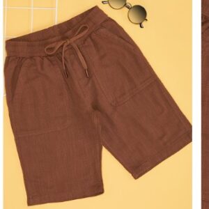 Pantaloons Junior Brown Solid Knee Length Casual Boys Regular Fit Shorts For 8 To 9 Yrs