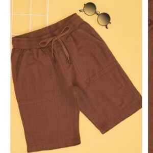 Pantaloons Junior Brown Solid Knee Length Casual Boys Regular Fit Shorts For 13 To 14 Yrs
