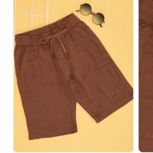 Pantaloons Junior Brown Solid Knee Length Casual Boys Regular Fit Shorts For 8 TO 9 Yrs