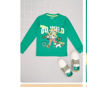 Pantaloons Junior Dark Green Self Design Winterwear Full Sleeves Round Neck Boys Regular Fit TShirt For 3 TO 4 Yrs