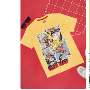 Pantaloons Junior Yellow Printed Casual Half Sleeves Round Neck Boys Regular Fit Shirts For 13 TO 14 Yrs